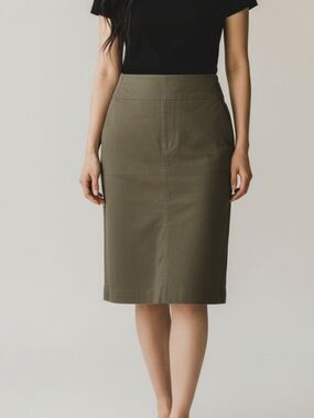 Apriori Vintage Olive Straight Pencil Skirt